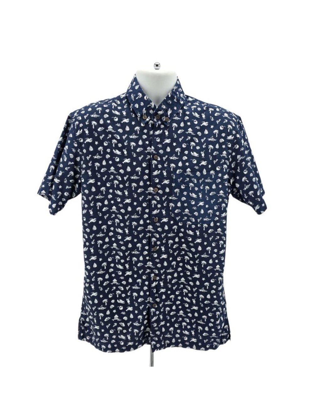 Kenny Flowers Mens Large Shirt Limited Edition Slim Fit The Fishy Business Navy